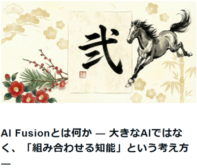 【ニュース】AI Fusion ― 小さな知能を組み合わせる設計思想（note）